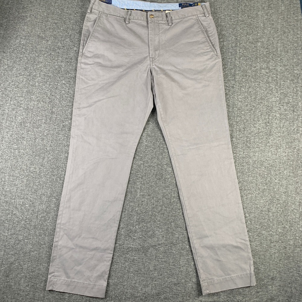 Polo Ralph Lauren Bedford Chino Pants Men 36x32 Stretch Slim Gray Trousers Twill